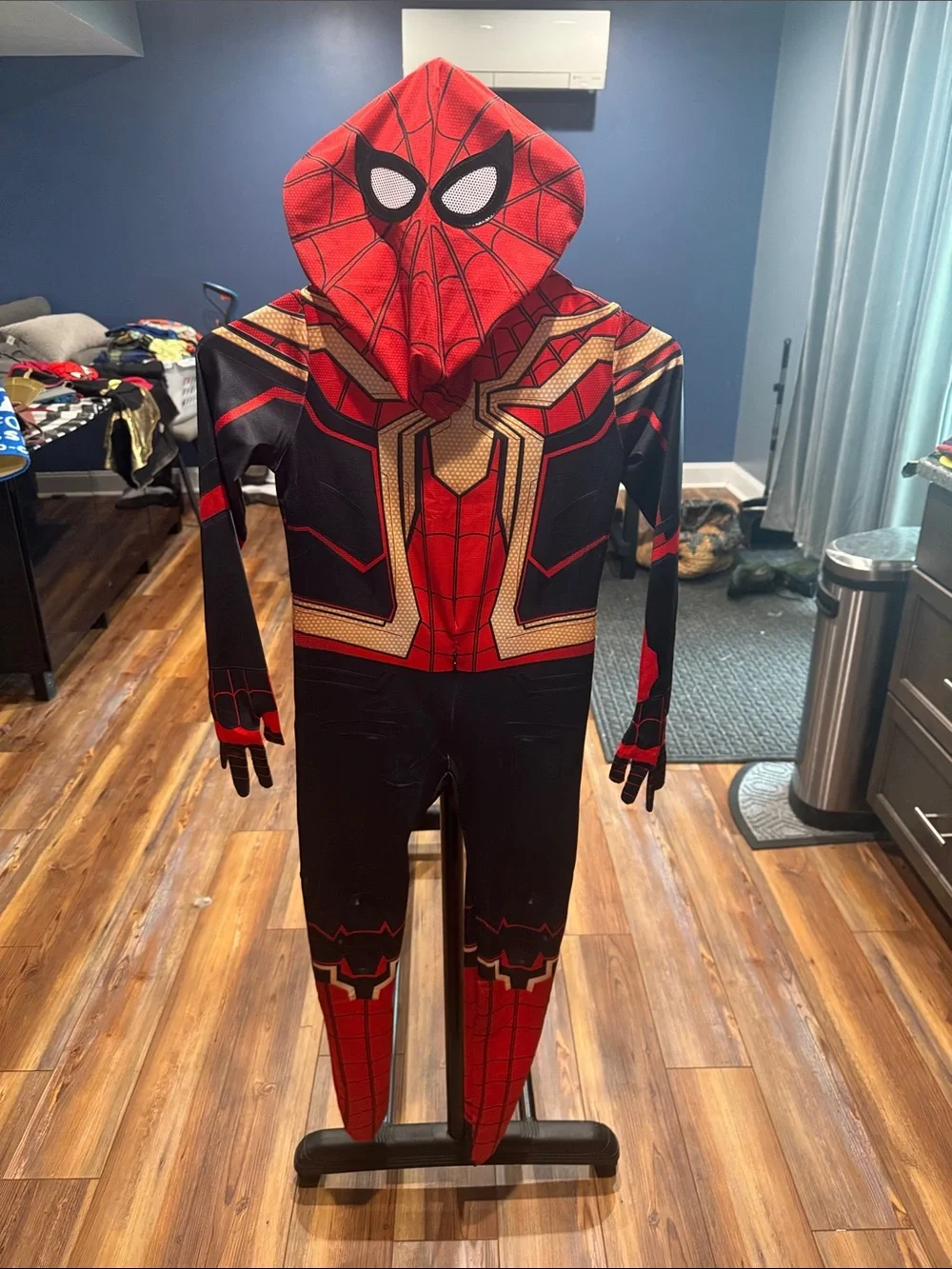Kids Spider-Man Inspired Red & Black Costume Hooded Jumpsuit